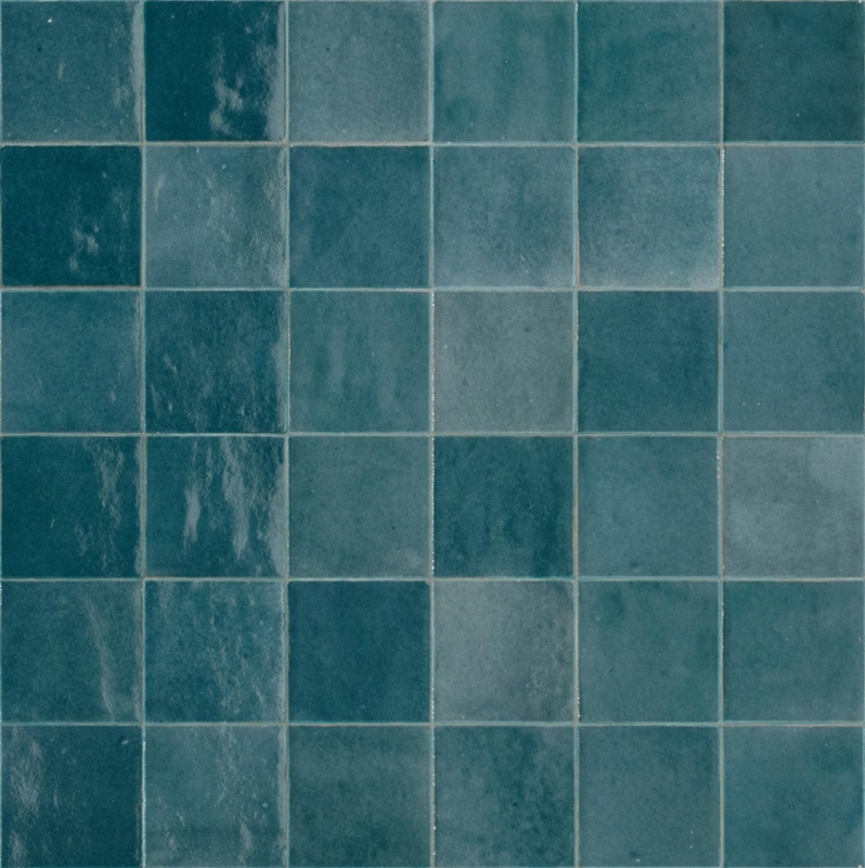Wall Tile Handcrafted Zellige Style, Moody Teal Tonal Variation