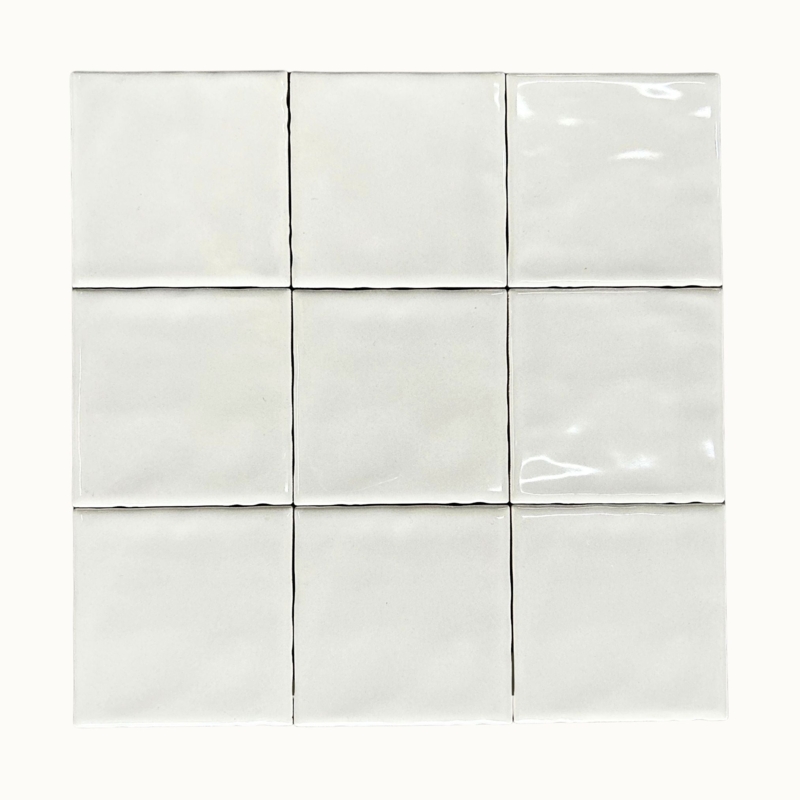 Wall Tile Handmade Look Ceramic Bone White Glossy Undulating