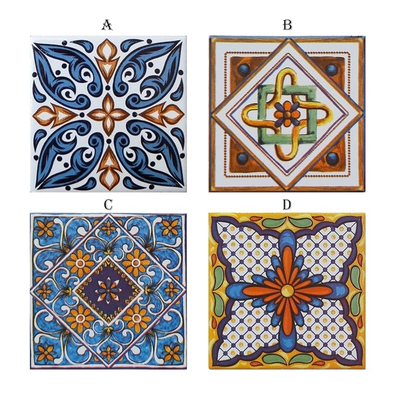 Wall Tile High Contrast Palette Intricate Floral Motifs Glossy Finish
