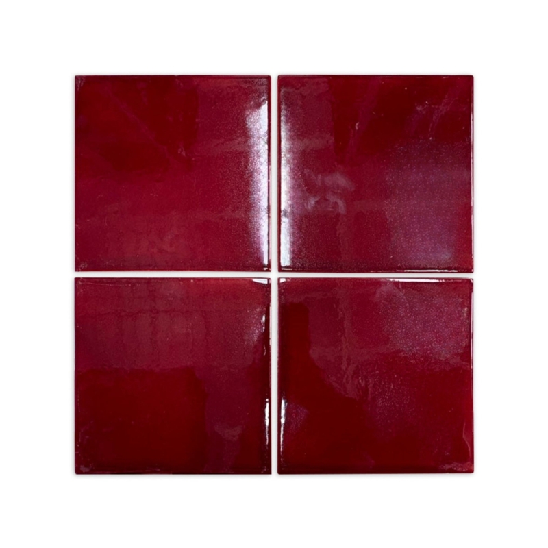 Wall Tile High Gloss Oxblood Red Square Ceramic Handmade