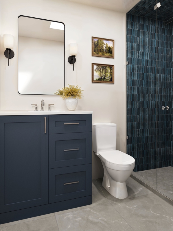 Wall Tile Indigo Glossy Porcelain Vertical Stack Shower Design