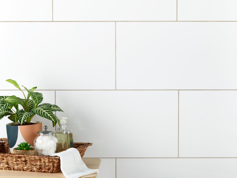 Wall Tile Large Format Glossy Ceramic Offset Bond Layout