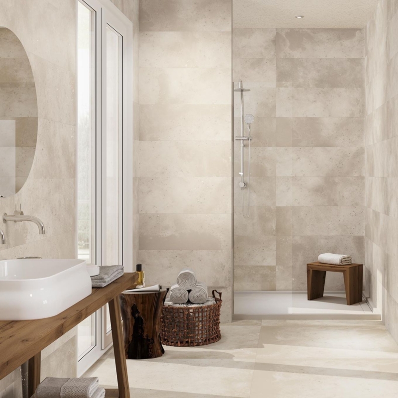 Wall Tile Large Format Matte Stone Effect Organic Spa Bathroom