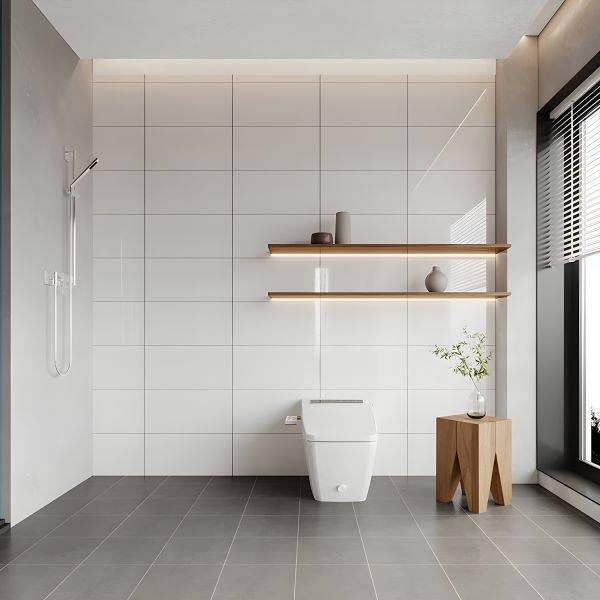 Wall Tile Large Format White Geometric Grid Pattern Minimalist