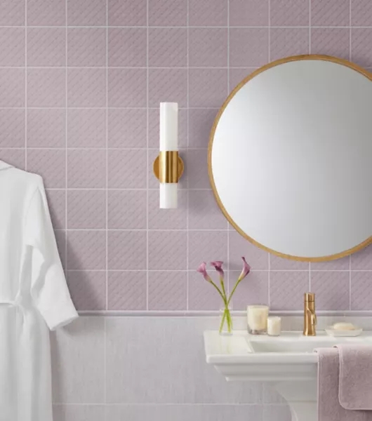Wall Tile Lavender Diagonal Ribbed Texture Ceramic Matte Square