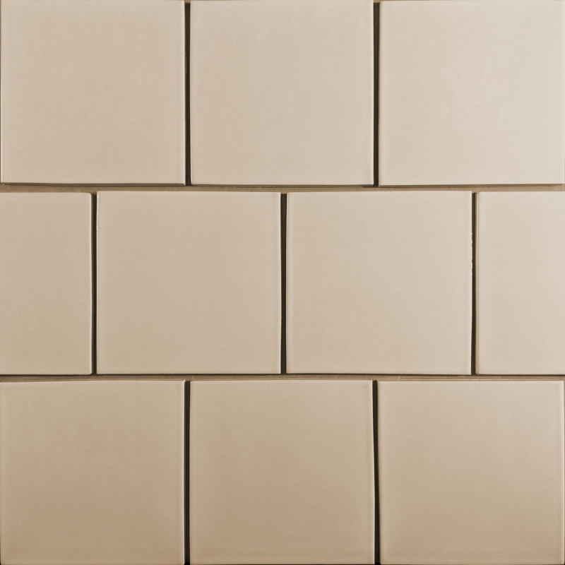 Wall Tile Matte Beige Ceramic Square Running Bond Offset Layout