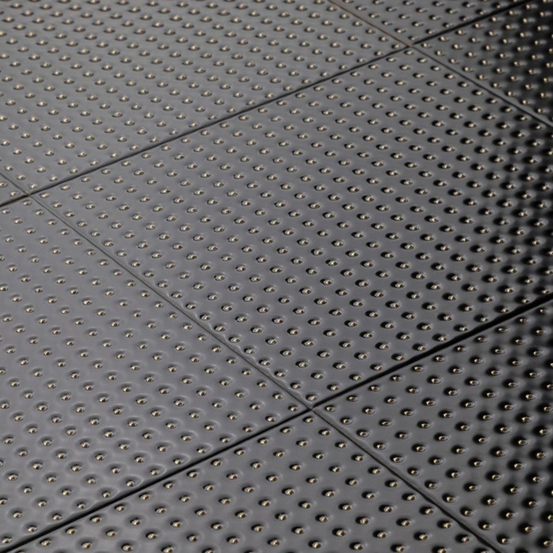Wall Tile Matte Black With Metallic Gold Dots Geometric Grid