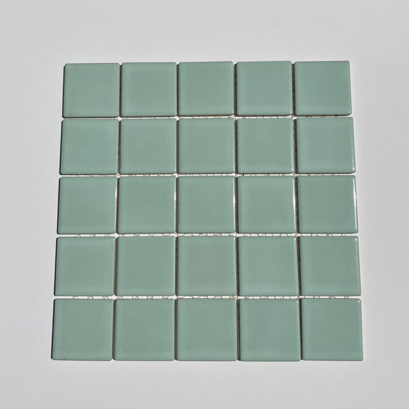Wall Tile Mint Green Glossy Ceramic Square Retro Kitchen Backsplash