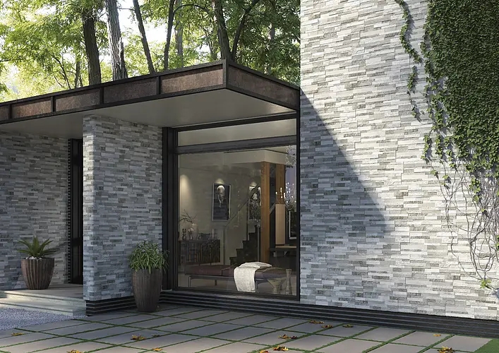 Wall Tile Modern Stacked Stone Facade, Architectural Patio