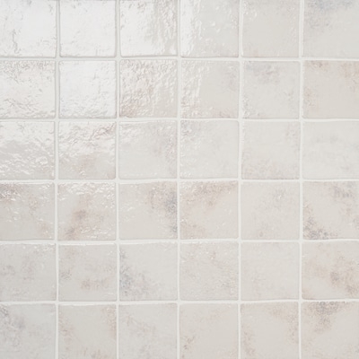 Wall Tile Mottled Glaze Handmade Look Rippled Surface Cream