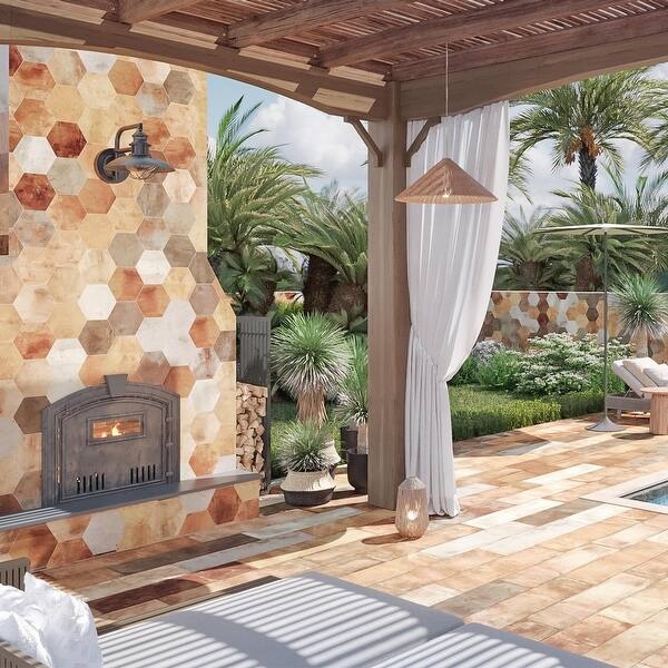 Wall Tile Outdoor Feature Wall Hexagonal Terracotta Earthy Matte