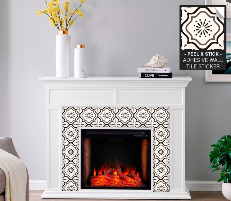 Wall Tile: Peel and Stick Geometric Pattern Fireplace Stickers