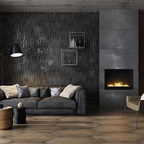 Wall Tile: Picket Pattern, Picket Ceramic Tile Wall Design, Elongated Hexagon, Glossy