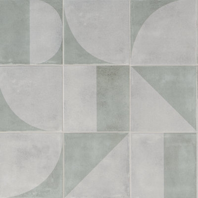 Wall Tile Sage Green Matte Encaustic Geometric Patterns