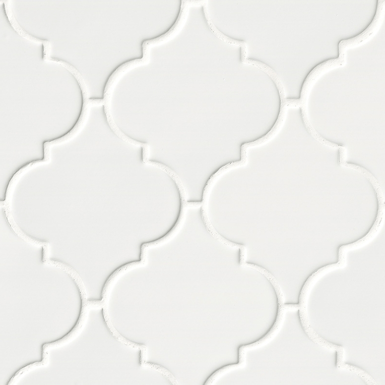 Wall Tile Satin Whisper White Finish Arabesque Shape