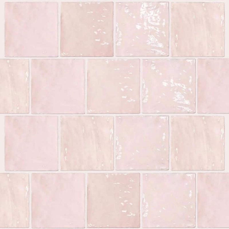 Wall Tile Soft Pink Polished Square Handmade Subway