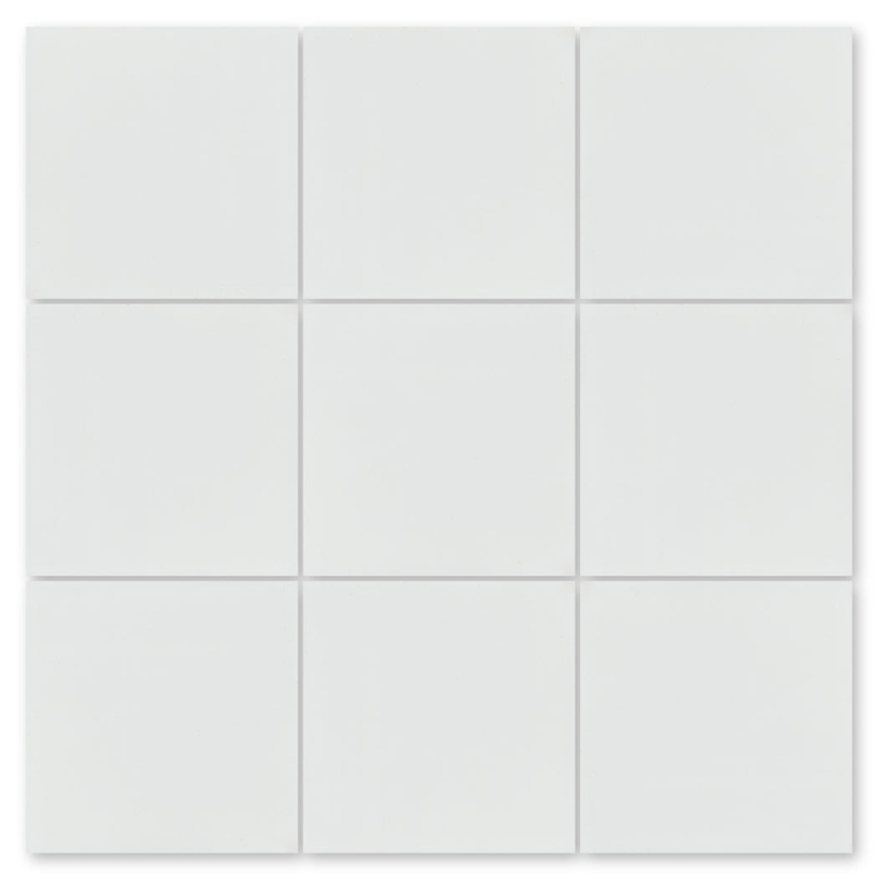 Wall Tile Solid White Matte Finish Square Cement Like Minimalist