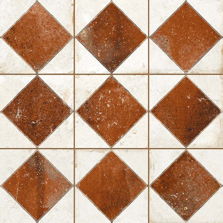 Wall Tile Terracotta Diamond Distressed Finish Vintage