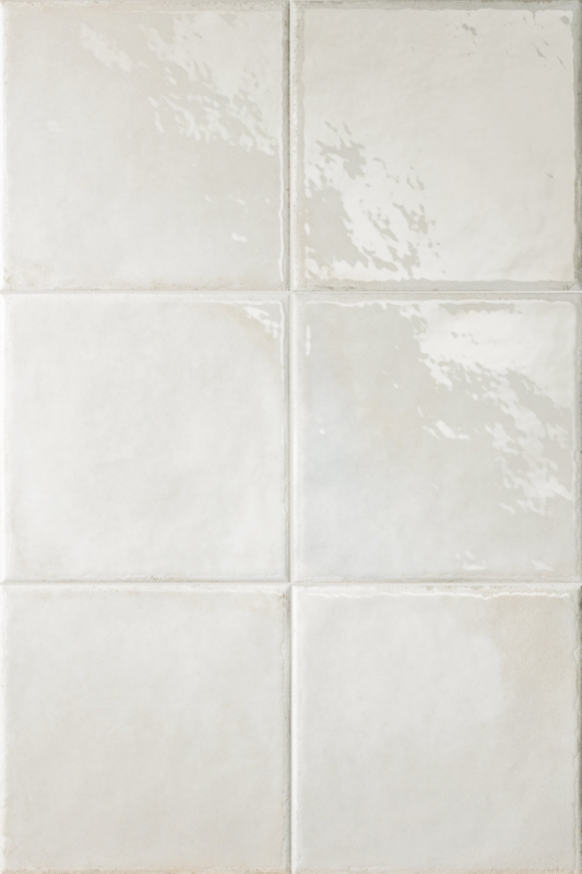 Wall Tile Undulating Glossy Finish Handmade Look Porcelain Transitional