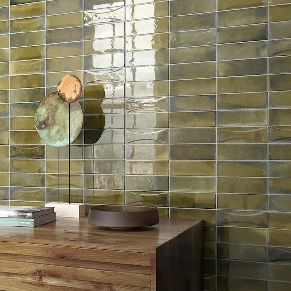 Wall Tile Undulating Subway Glossy Ceramic Glaze