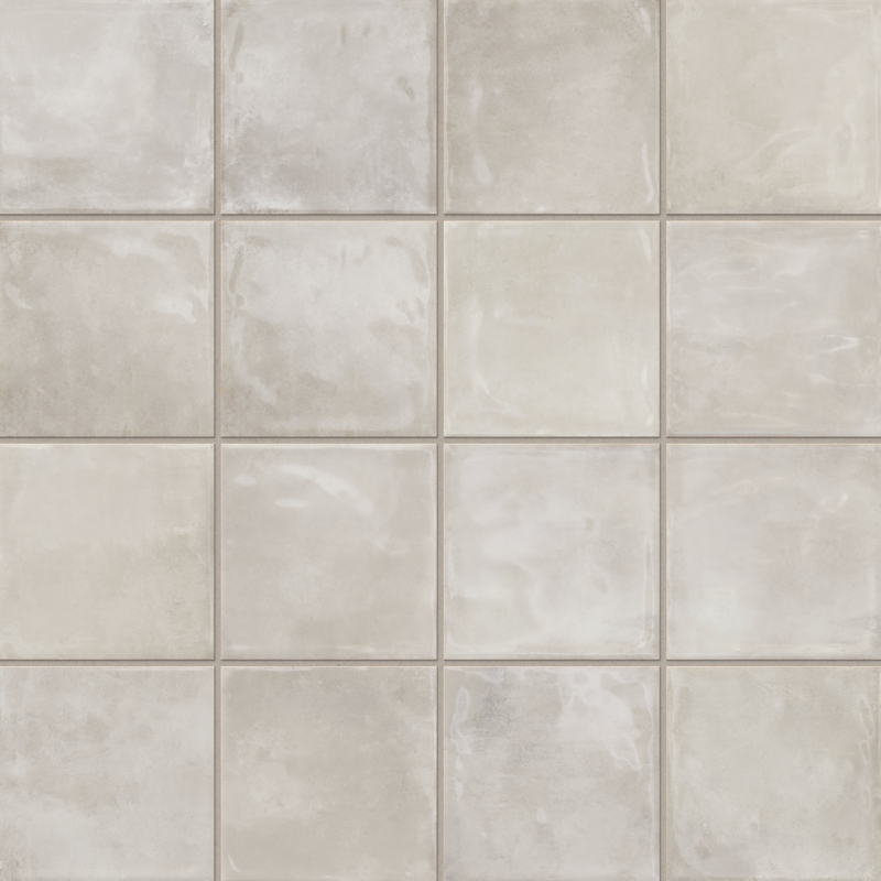 Wall Tile Undulating Surface Mist Grey Glossy Ceramic Backsplash