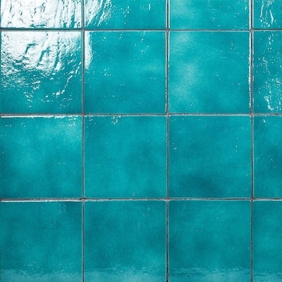 Wall Tile Vibrant Teal Glossy Undulating Surface Artisanal Look