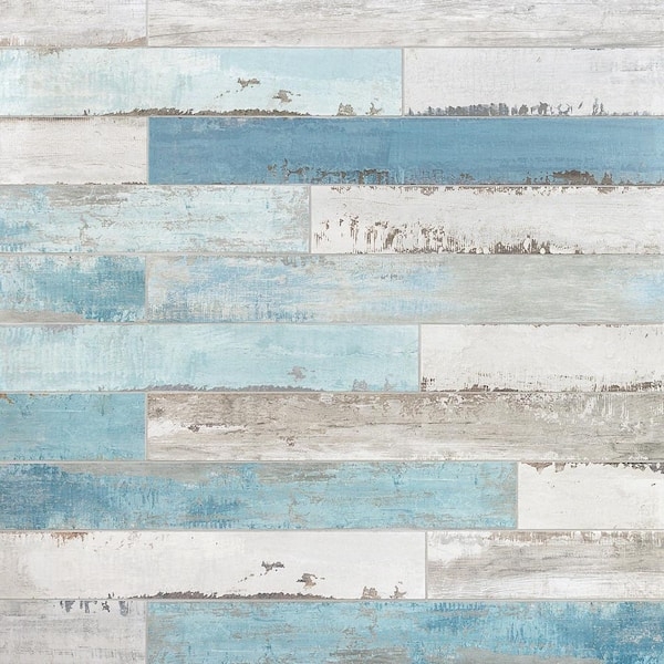 Wall Tile Weathered Wood Look Multi Colored Planks Matte Coastal Style