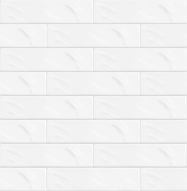 Wall Tile White Glossy Wavy Texture Subway Layout Modern Bathroom