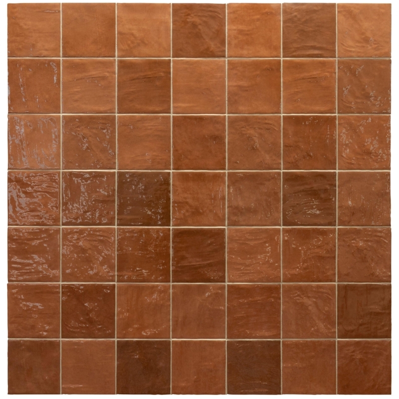 Wall Tile Zellige Burnt Sienna Glossy Tonal Variation