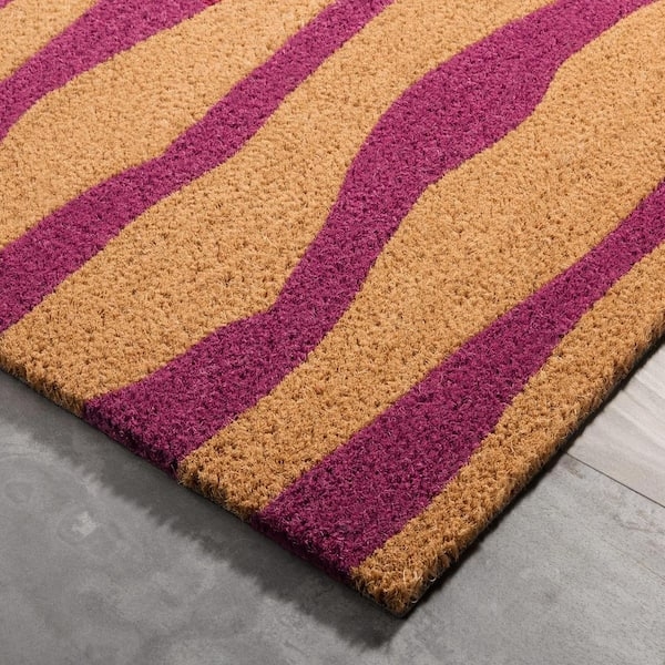 Wavy Stripes Doormat Coir Abstract Design Thick Pile Modern