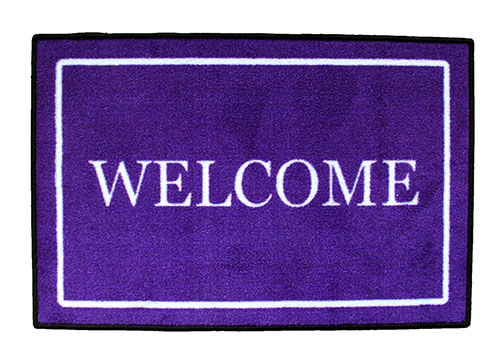 Welcome Door Mat White Border Short Pile Classic Porch Decor