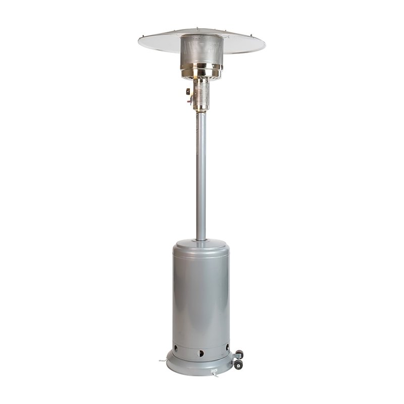 Wheeled Patio Heater, Silver Stainless Commercial Grade Outdoor Heating.
