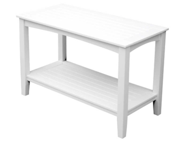 White Console Table Recycled Plastic Slatted Bottom Shelf