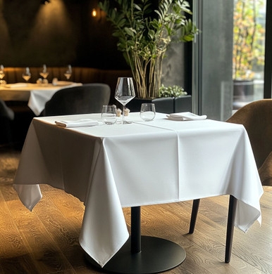 White Square Tablecloth 72x72 Linen-Like, Hospitality Grade