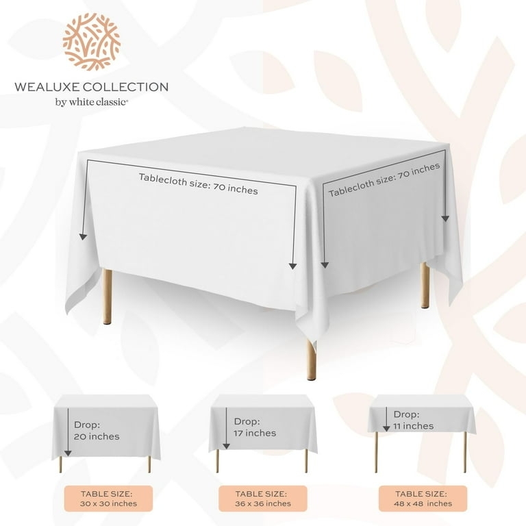 White Square Tablecloth Polyester Drop Length Guide Informative