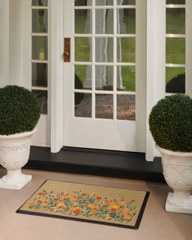 Wildflower Doormat Multicolor Floral Pattern Washable Look Cottage Style