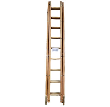 Wood Extension Ladder Telescoping Rails Push Up Design Matte Finish Util