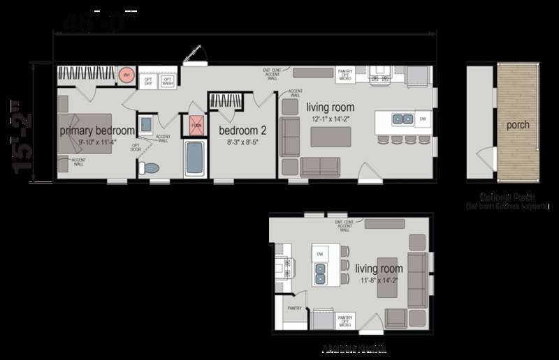 48 Foot Floor Plan with Integrated Island Seating