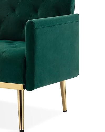 Accent Chair Emerald Velvet Button Tufted Gold Legs Glam