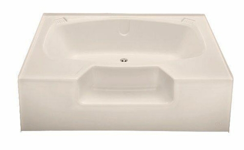 Almond Finish Garden Bathtub with Recessed Entry Step Design