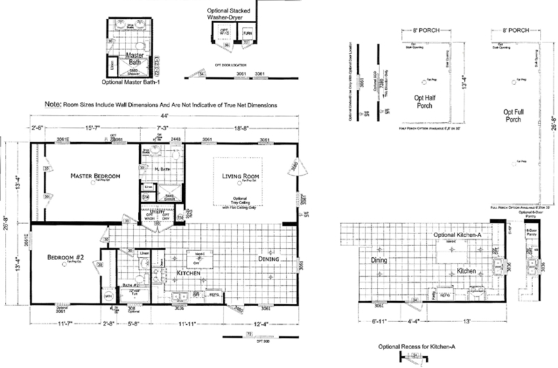 Architectural Floor Plan Mobile Home Island Kitchen Porch Options