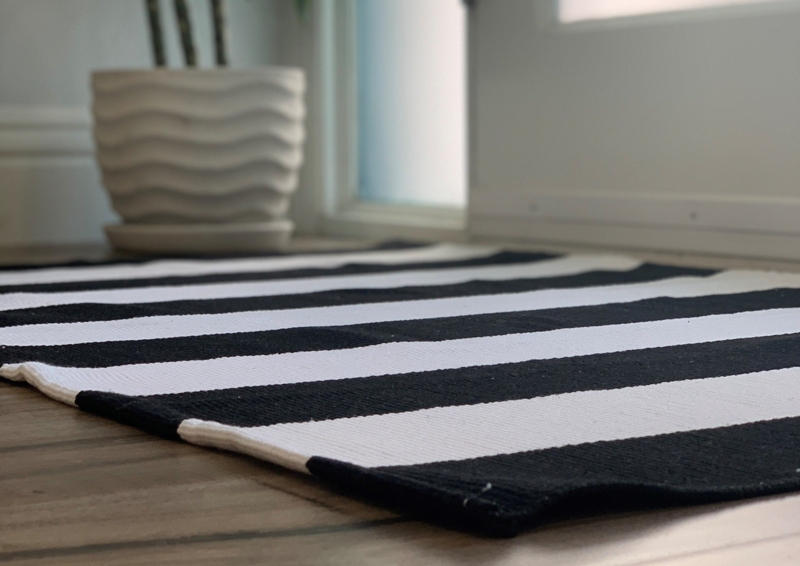 Area Rug, Monochrome Layering Rug, Striped Entryway Rug Layering