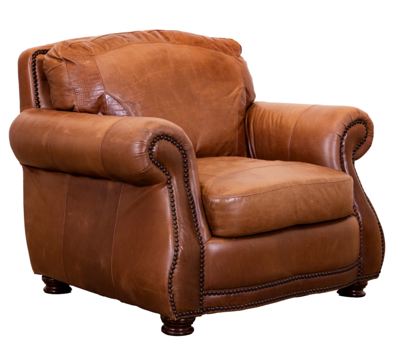 Armchair with Crocodile Embossed Panels and Traditional Rolled Arms