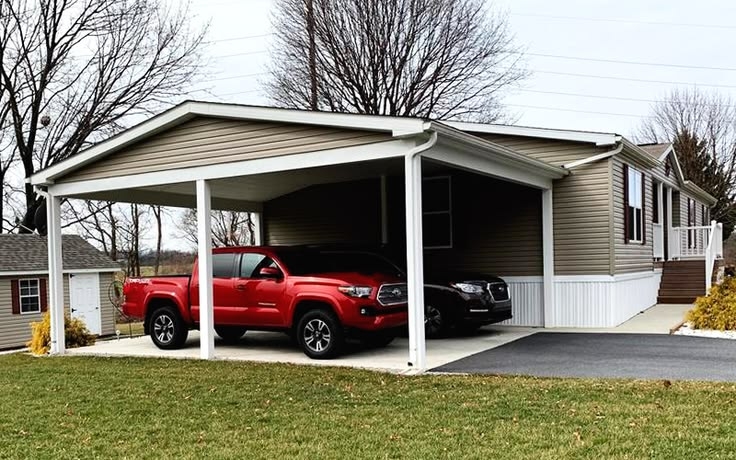 Attached Gable Roof Carport with Gutters and Matching Siding