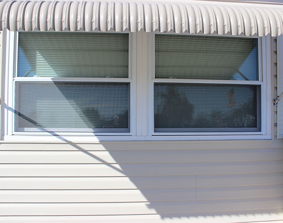 Awning: Off-White Corrugated Metal for Mobile Home Window Shade