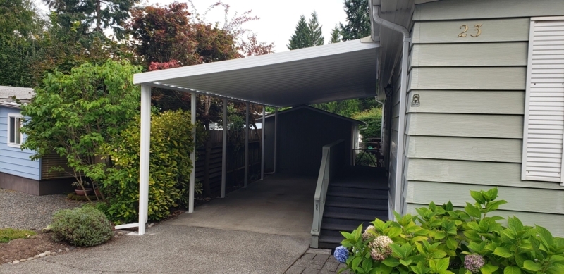 Awning Ribbed Metal Long Driveway Cover Integrated Downspout