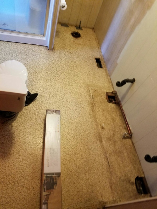 Bathroom Renovation Prep Exposed Plumbing Flooring Box