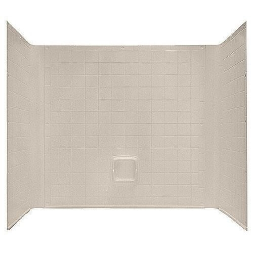 Bathtub Surround Almond with Recessed Soap Dish and Tile Pattern