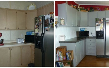 Before and After Collage: Painted Cabinet Transformation & Beadboard