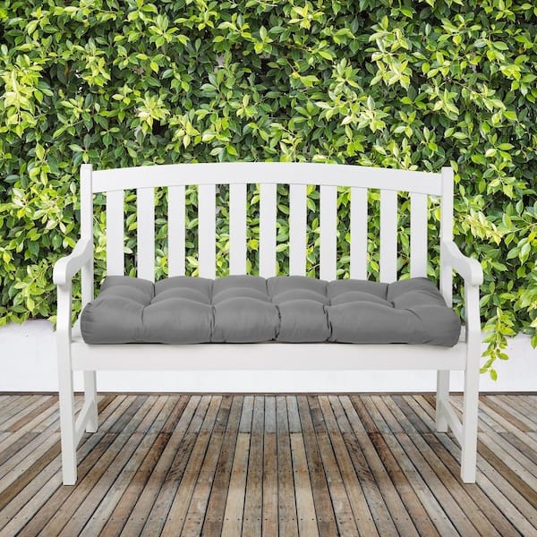 Bench Cushion Moon Mist Grey Tufted Outdoor Garden Seat Pad Classic